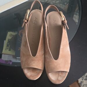 AEROSOLES Brown Suede Slingback Sandals